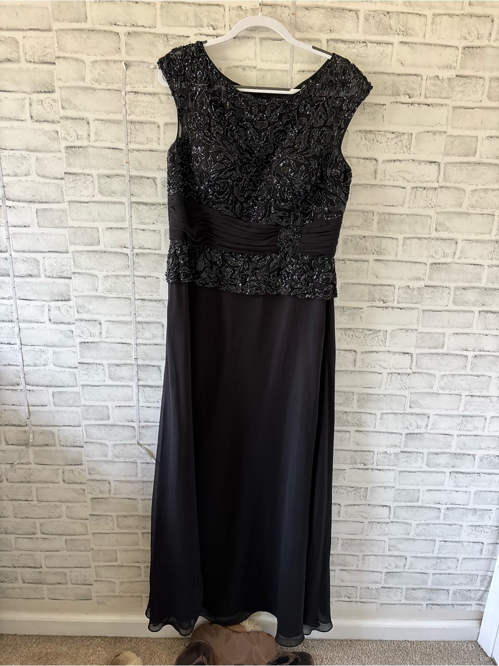 Elegant Black Beaded Evening Dress